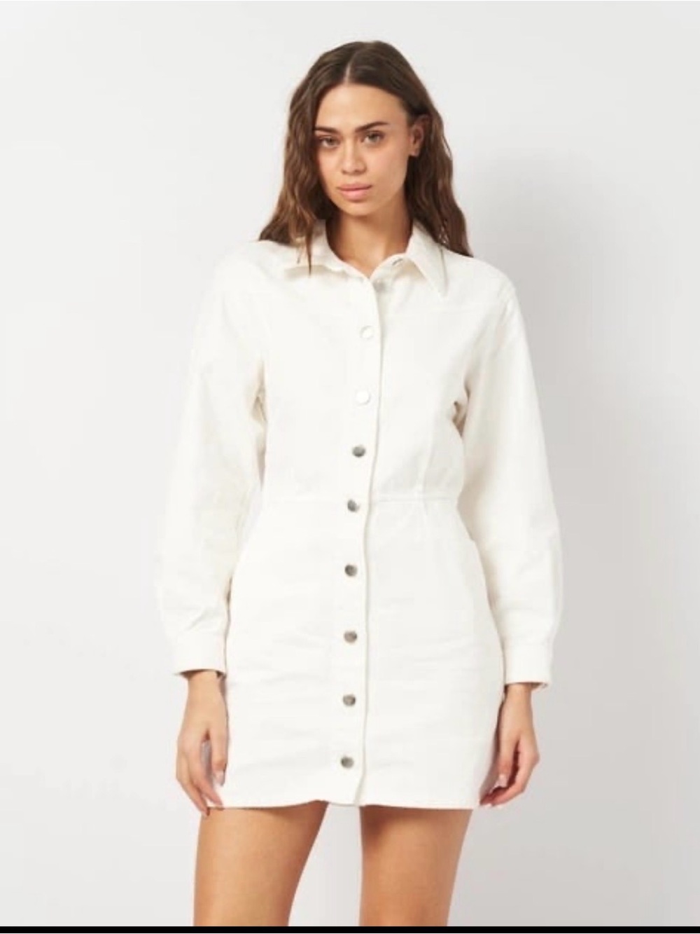 Zara women’s Cream Button-Front Longline dress shirt xs